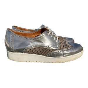Aquatalia by Marvin K. Silver Oxford Lace up Platform Size 10 Made in Italy